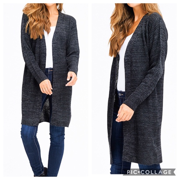 Montrez Sweaters - NWOT black grey open long cardigan sweater M